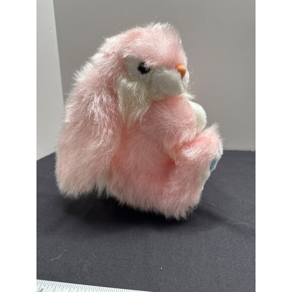 Kids Of America Pink White Fluffy Plush Bunny With Flocked Peach Nose Colorful P - Picture 9 of 10